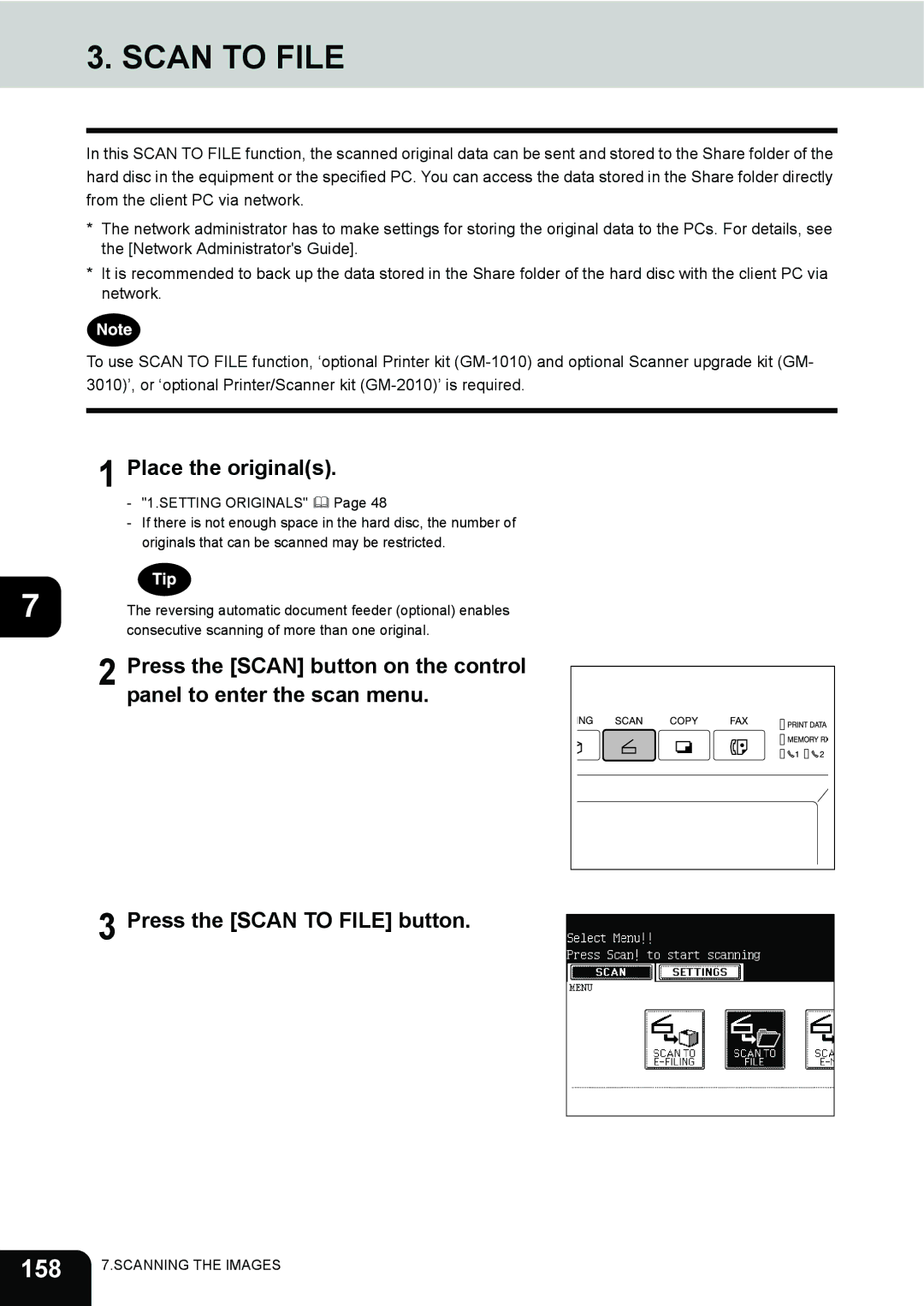 Toshiba e-STUDIO230/280 manual Scan to File, 158 