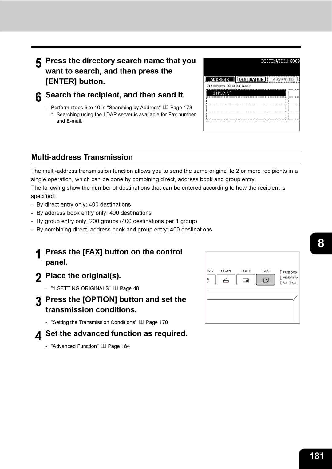 Toshiba e-STUDIO230/280 manual 181, Multi-address Transmission 