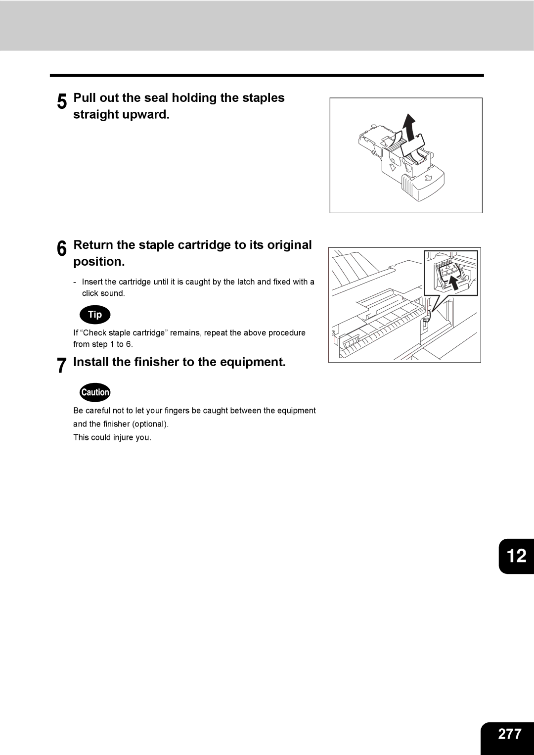 Toshiba e-STUDIO230/280 manual 277, Install the finisher to the equipment 