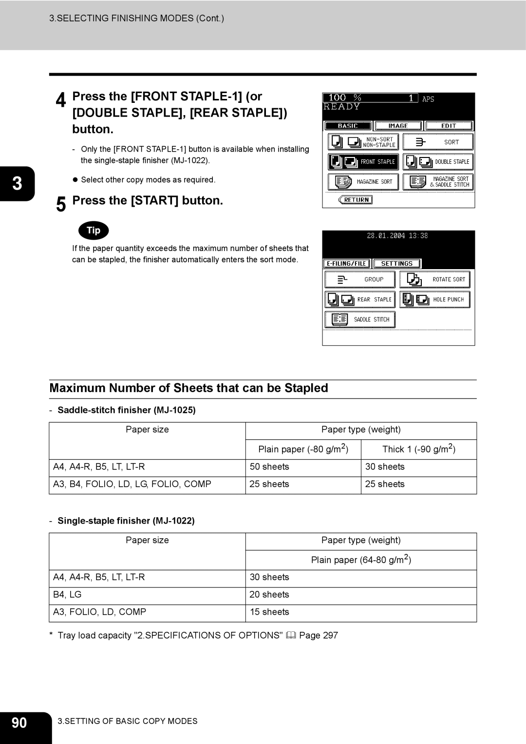 Toshiba e-STUDIO230/280 manual Maximum Number of Sheets that can be Stapled, A3, B4, FOLIO, LD, LG, FOLIO, Comp 