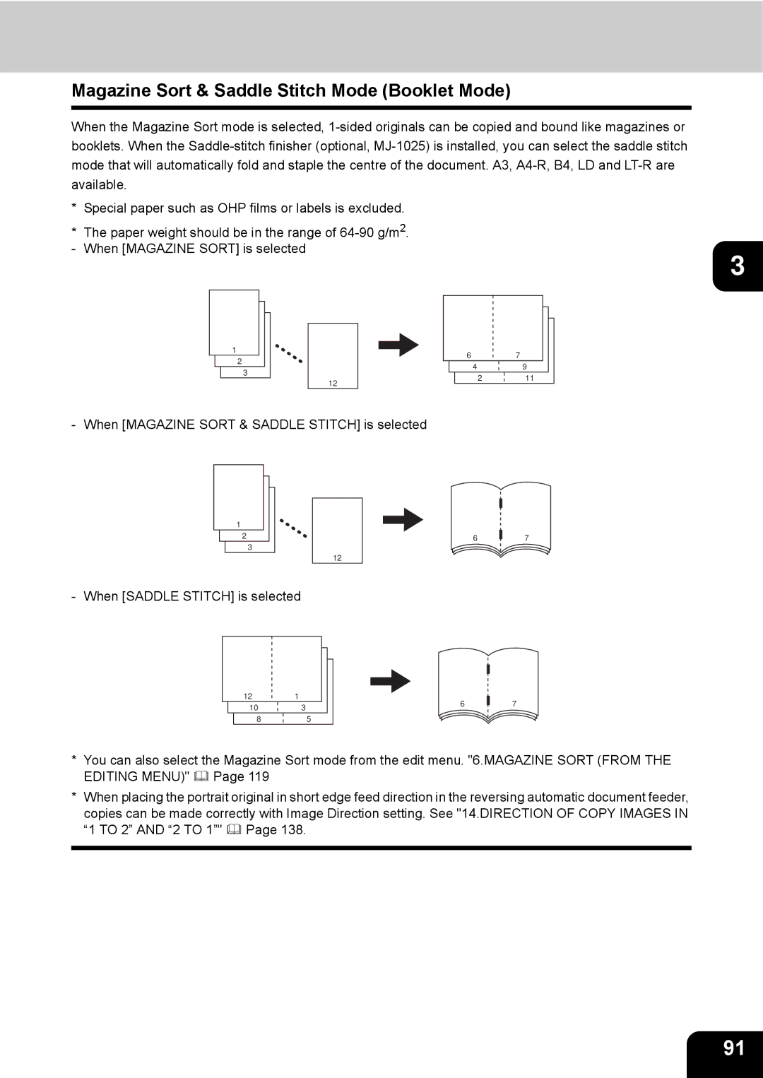 Toshiba e-STUDIO230/280 manual Magazine Sort & Saddle Stitch Mode Booklet Mode 