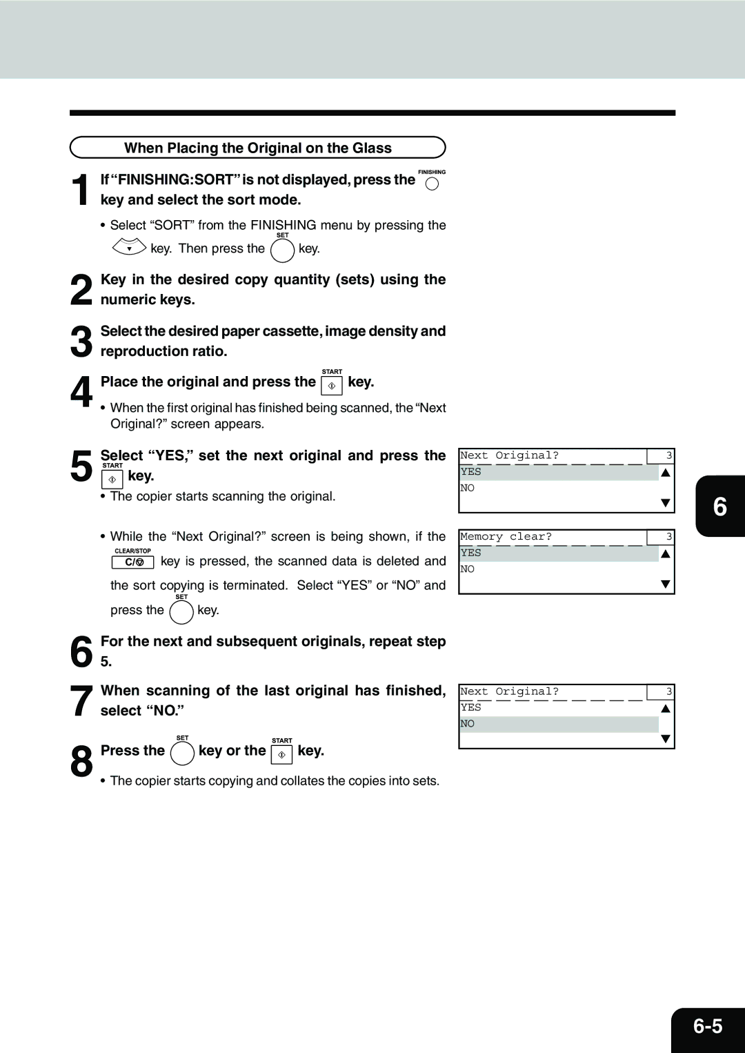 Toshiba e-STUDIO25, e-STUDIO16, e-STUDIO20 manual Copier starts copying and collates the copies into sets 