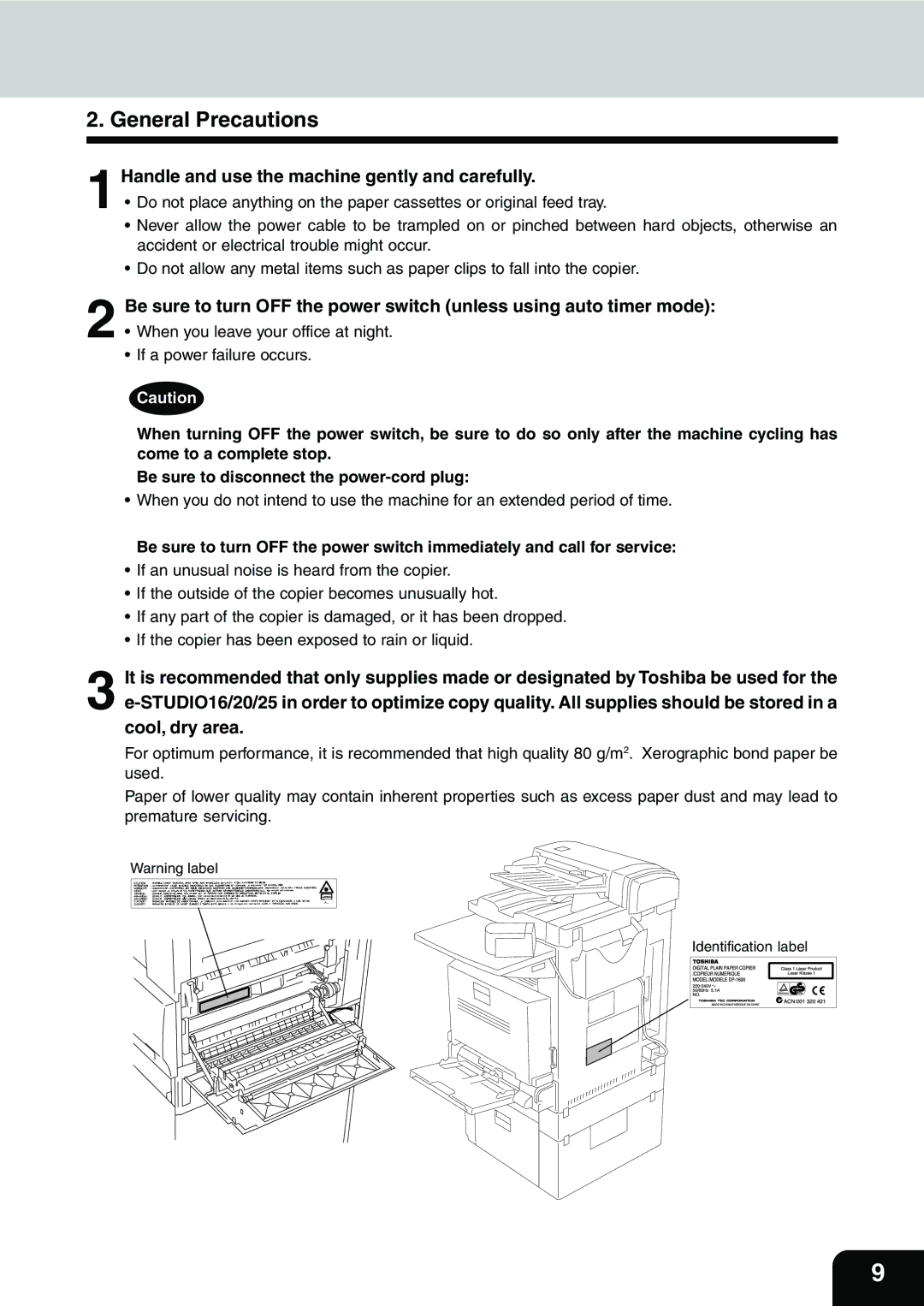 Toshiba e-STUDIO25, e-STUDIO16, e-STUDIO20 manual 