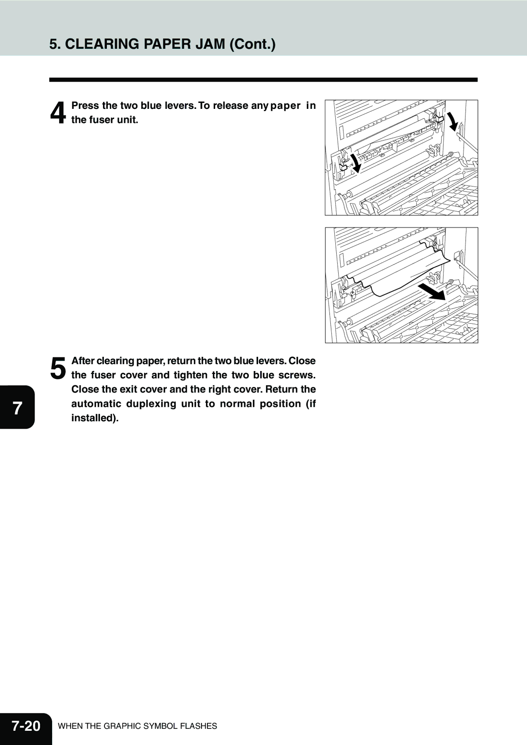 Toshiba e-STUDIO25, e-STUDIO16, e-STUDIO20 manual Automatic duplexing unit to normal position if installed 