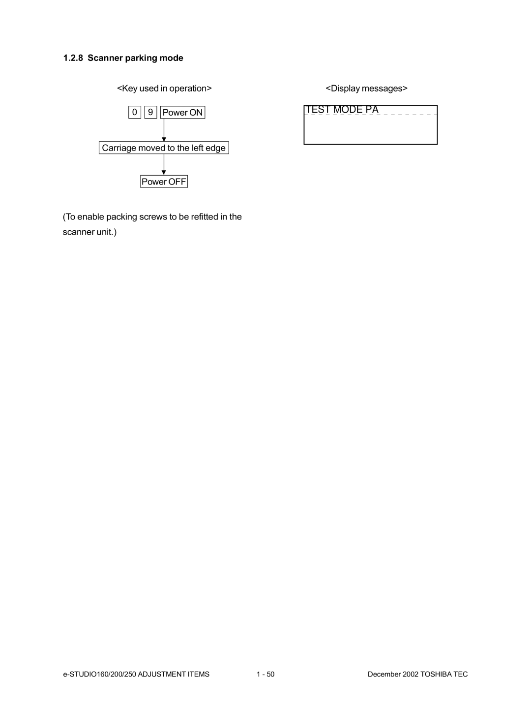 Toshiba e-Studio200, e-Studio250, e-Studio160 manual Test Mode PA 