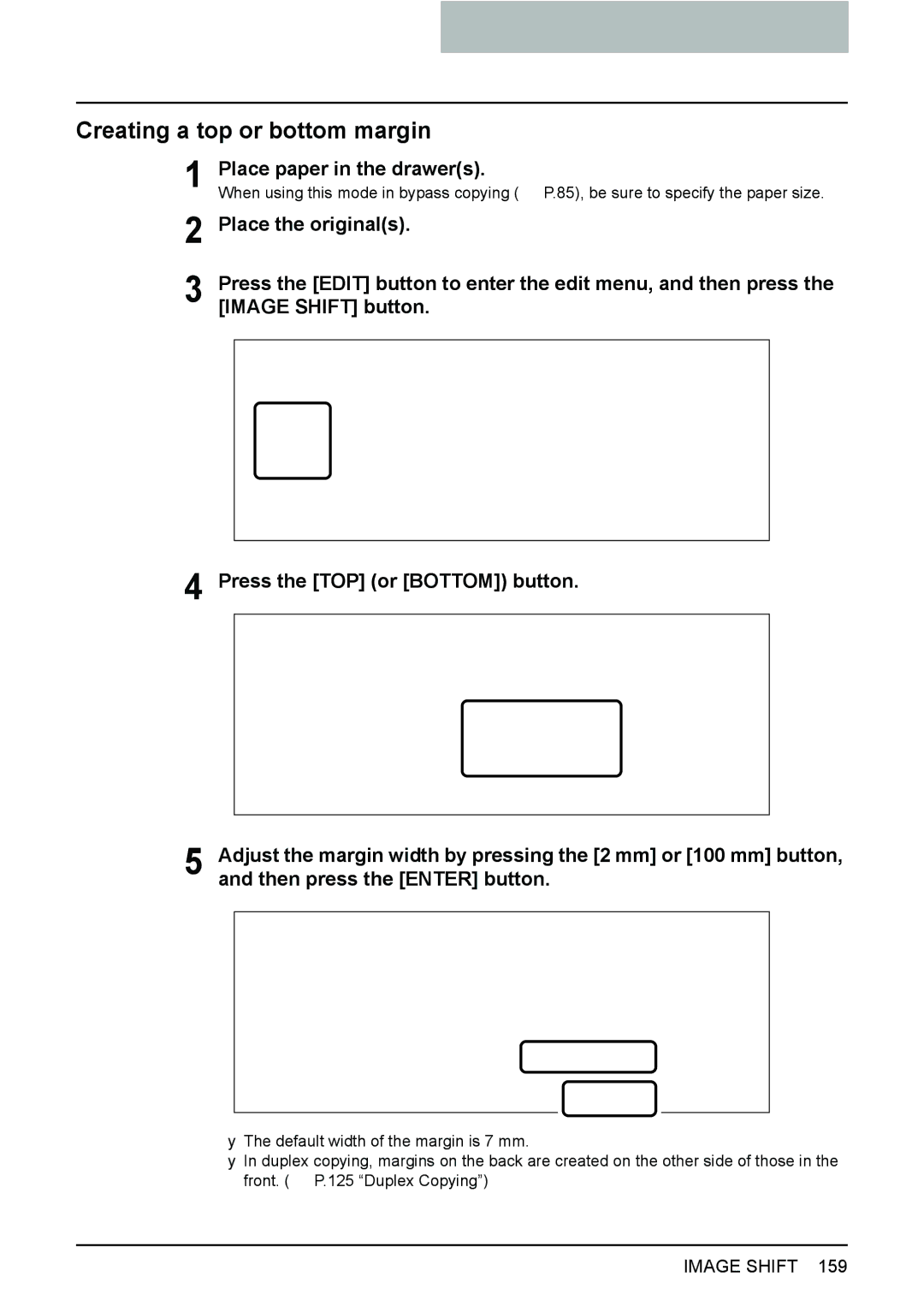 Toshiba e-STUDIO2500c/3500c/3510c manual Creating a top or bottom margin, Press the TOP or Bottom button 