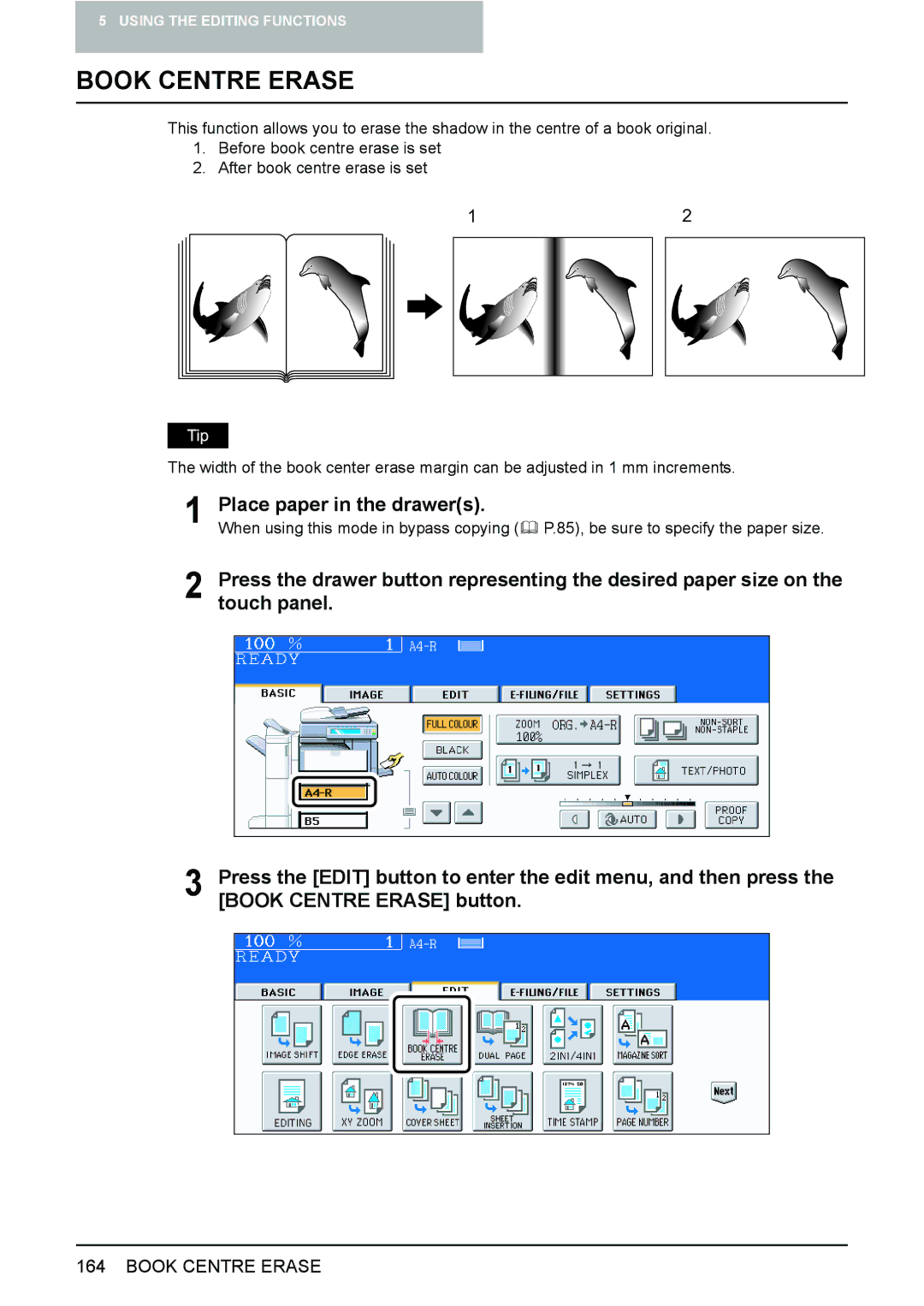 Toshiba e-STUDIO2500c/3500c/3510c manual Book Centre Erase, Touch panel 