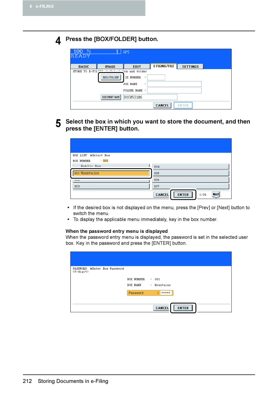 Toshiba e-STUDIO2500c/3500c/3510c manual When the password entry menu is displayed 