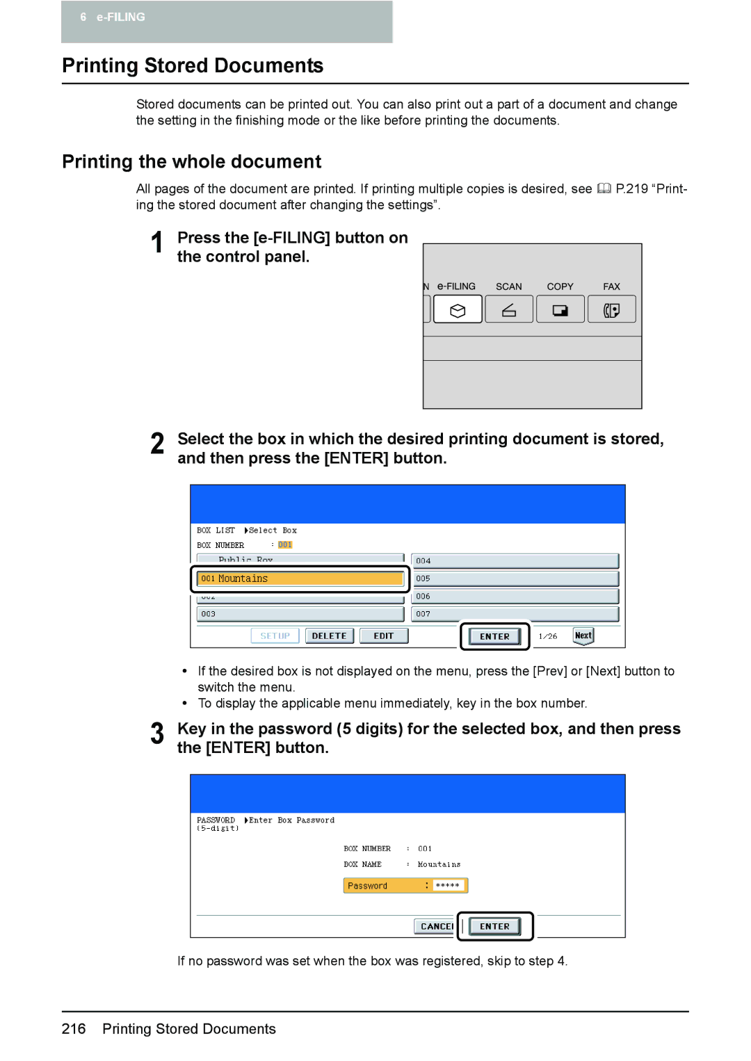 Toshiba e-STUDIO2500c/3500c/3510c manual Printing Stored Documents, Printing the whole document 