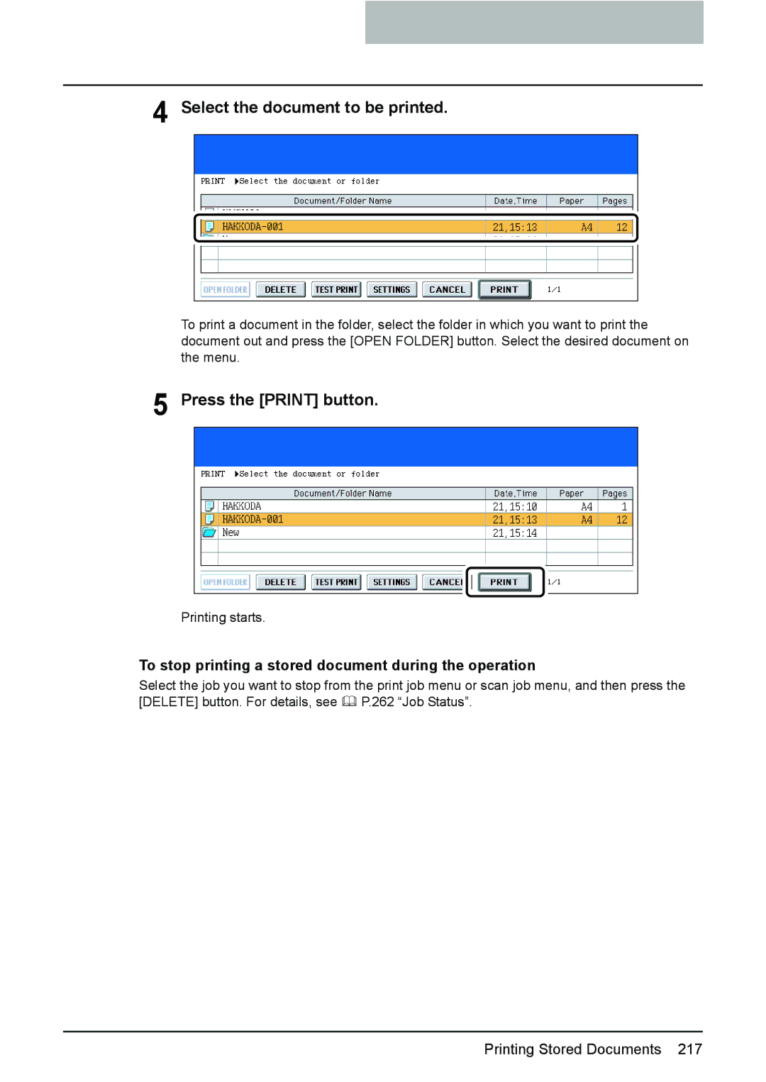 Toshiba e-STUDIO2500c/3500c/3510c manual Select the document to be printed, Press the Print button 