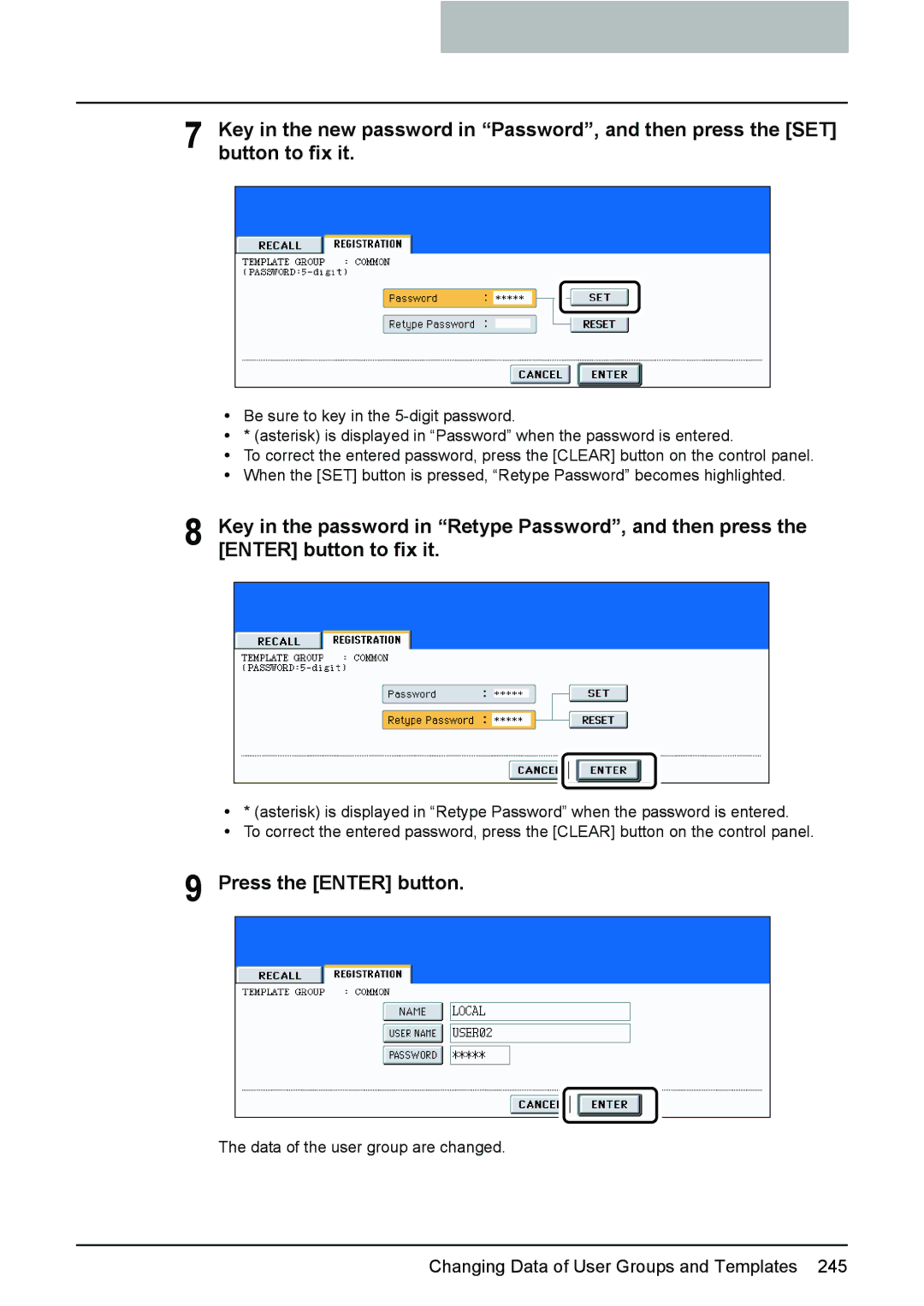 Toshiba e-STUDIO2500c/3500c/3510c manual Data of the user group are changed 