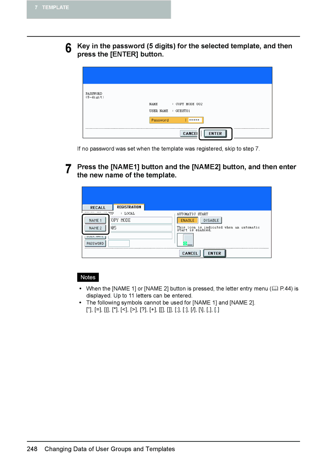 Toshiba e-STUDIO2500c/3500c/3510c manual Changing Data of User Groups and Templates 