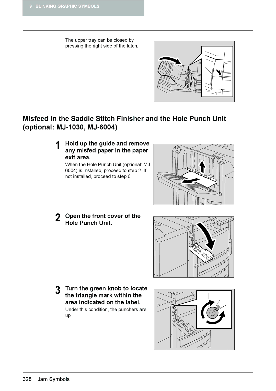 Toshiba e-STUDIO2500c/3500c/3510c manual Open the front cover of the Hole Punch Unit 