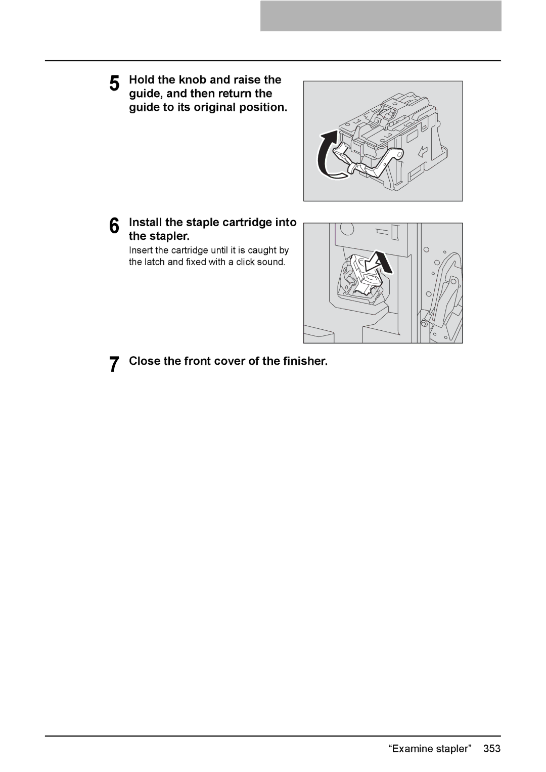 Toshiba e-STUDIO2500c/3500c/3510c manual Close the front cover of the finisher 