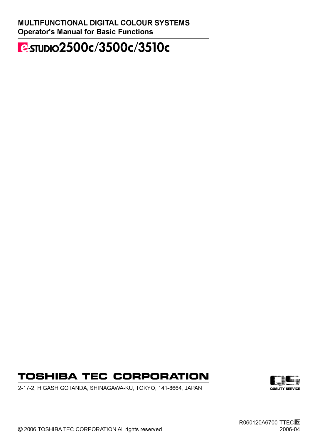 Toshiba e-STUDIO2500c/3500c/3510c manual Multifunctional Digital Colour Systems 