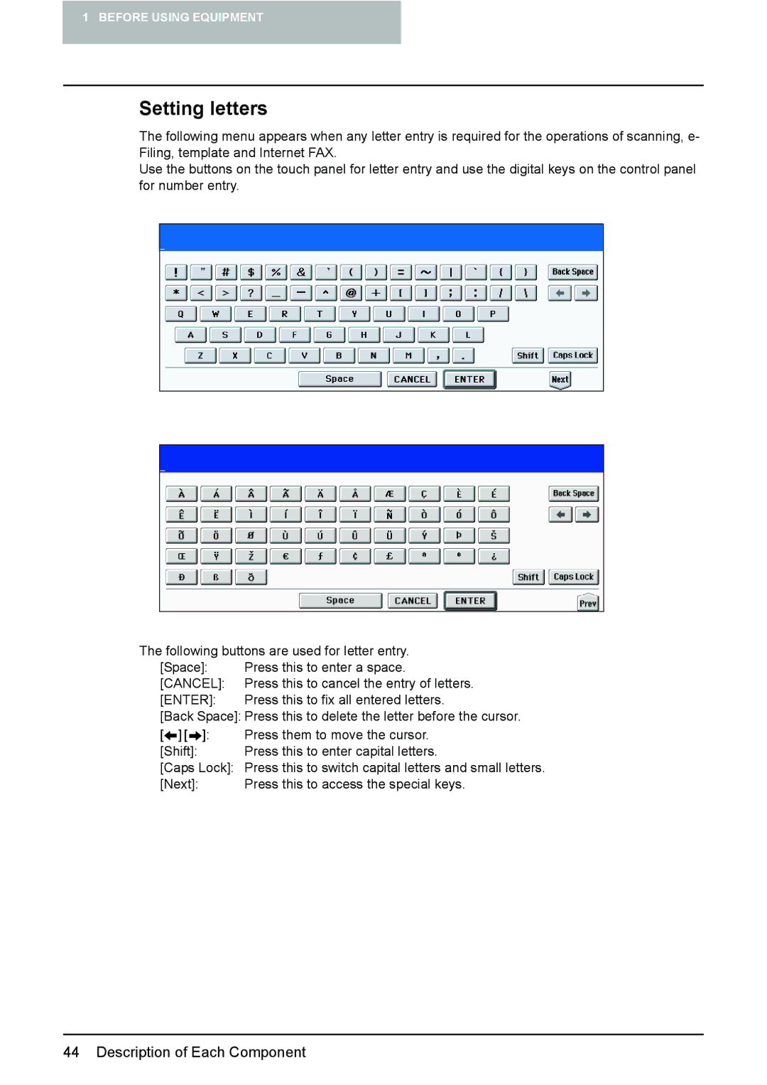 Toshiba e-STUDIO2500c/3500c/3510c manual Setting letters, Enter 