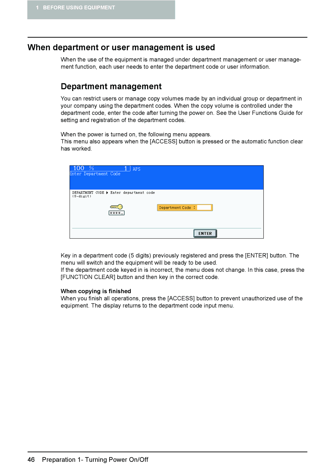 Toshiba e-STUDIO2500c/3500c/3510c manual When department or user management is used, Department management 