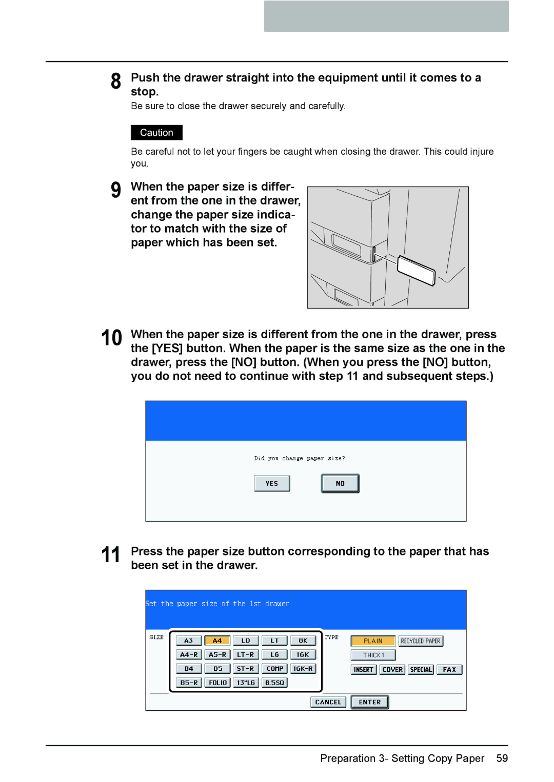 Toshiba e-STUDIO2500c/3500c/3510c manual Preparation 3- Setting Copy Paper 