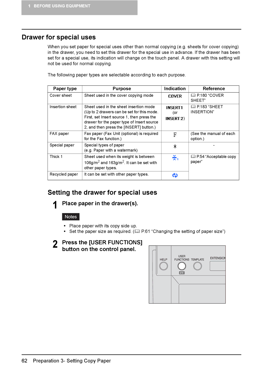 Toshiba e-STUDIO2500c/3500c/3510c manual Drawer for special uses, Setting the drawer for special uses 