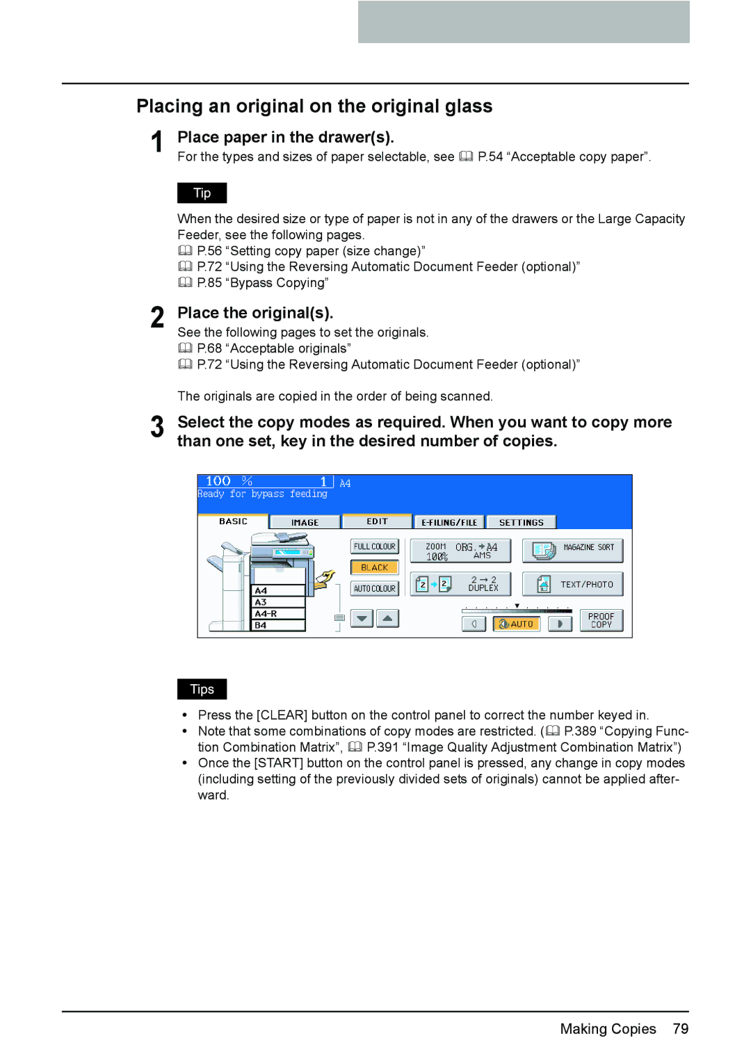 Toshiba e-STUDIO2500c/3500c/3510c manual Placing an original on the original glass 