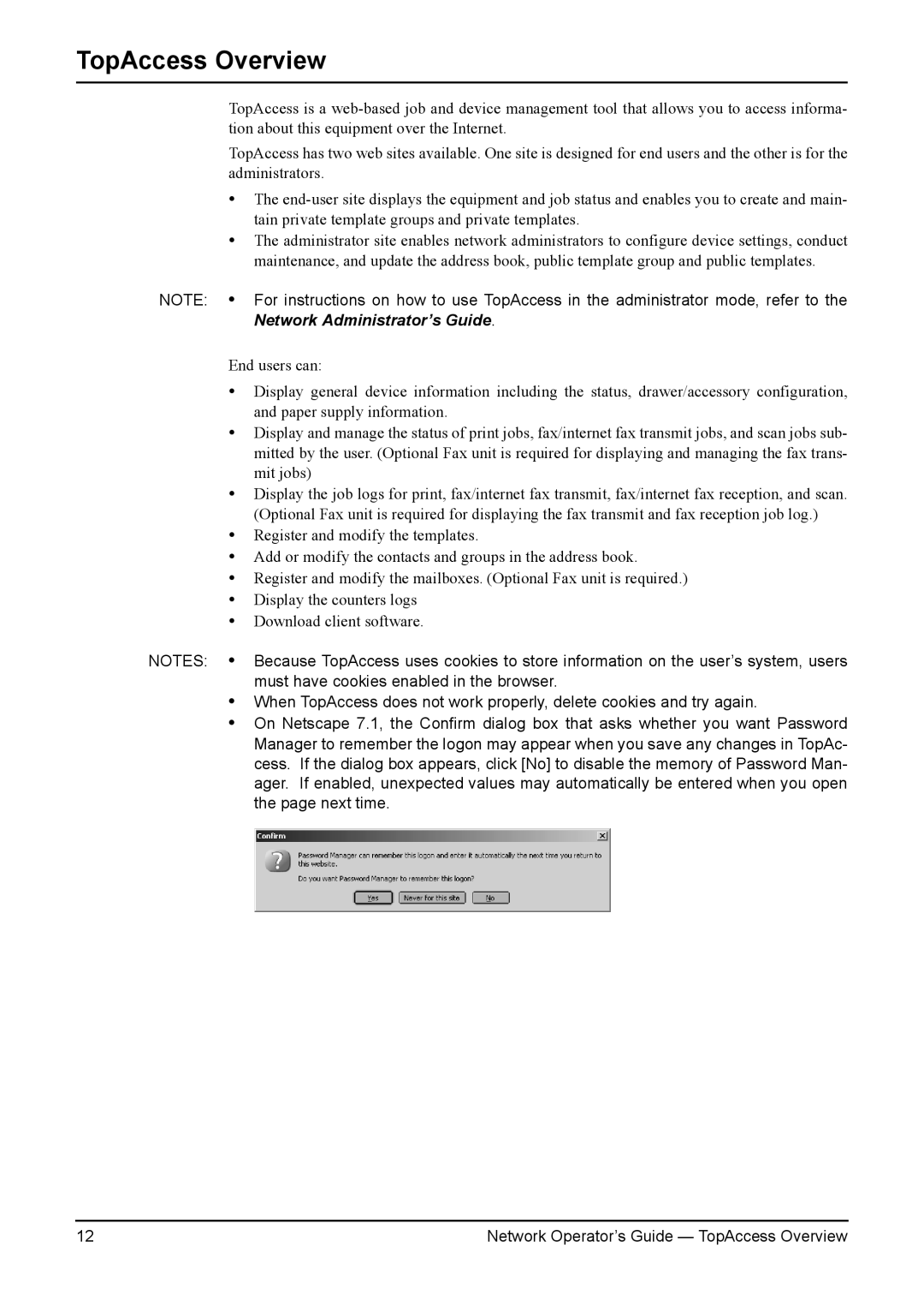 Toshiba e-STUDIO350/450, e-STUDIO200L/230L, e-STUDIO230/280, e-STUDIO3511/4511 manual TopAccess Overview 