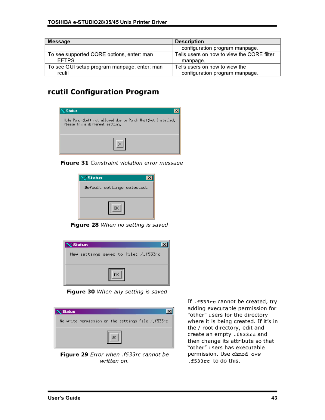 Toshiba e-STUDIO45, e-STUDIO28, e-STUDIO35 manual Rcutil Configuration Program, Eftps 