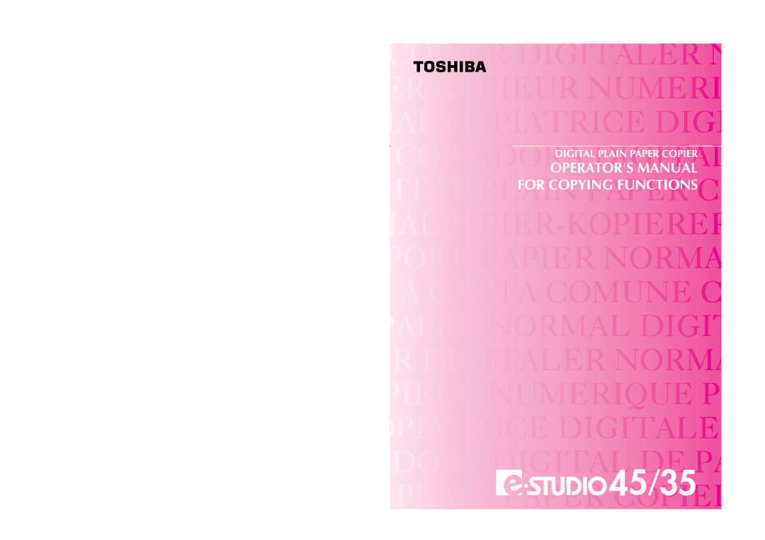 Toshiba e-STUDIO35, e-STUDIO45 manual 