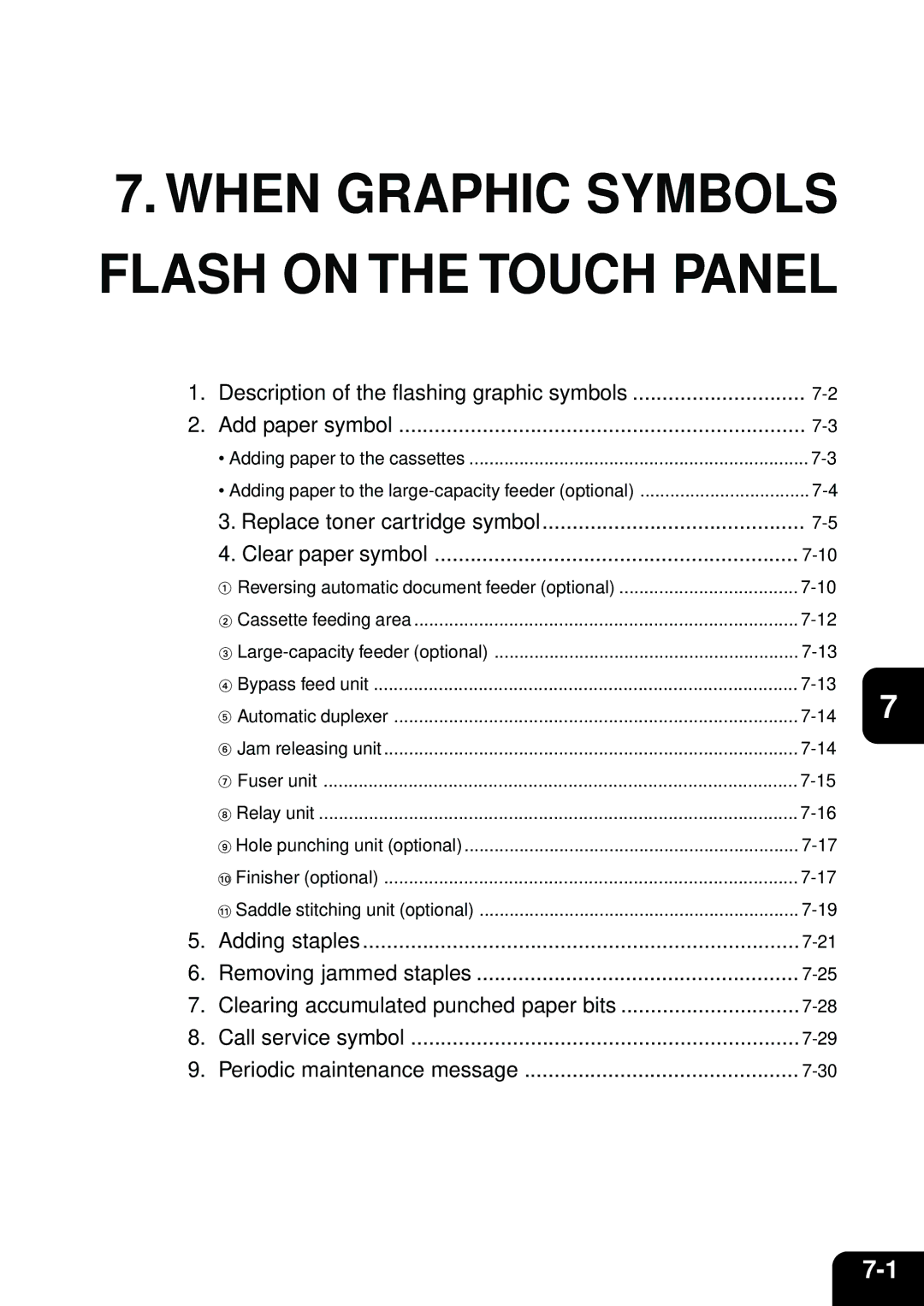 Toshiba e-STUDIO45, e-STUDIO35 manual When Graphic Symbols Flash on the Touch Panel 