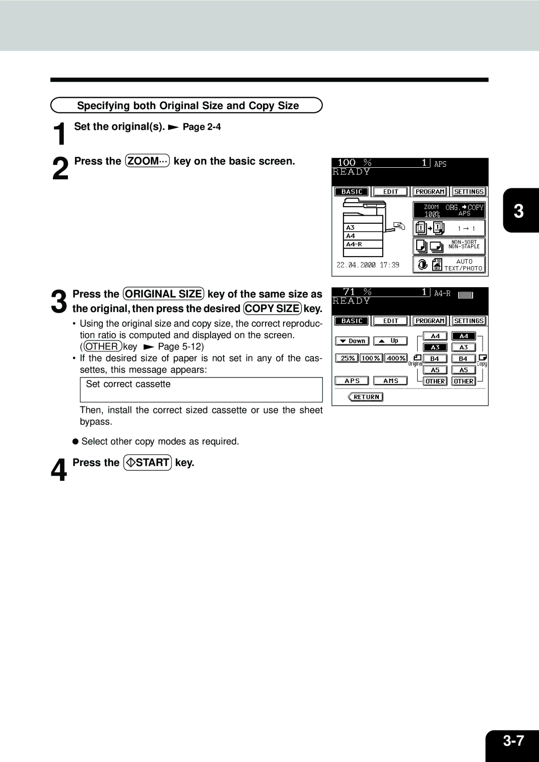 Toshiba e-STUDIO45, e-STUDIO35 manual Press the Start key 