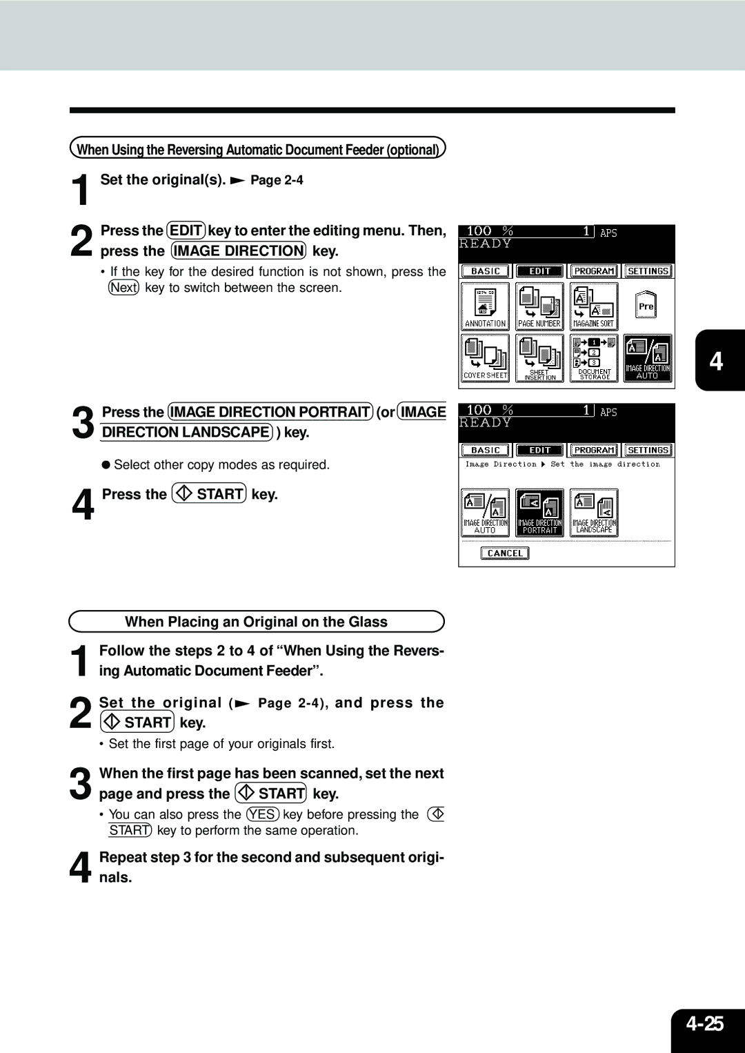 Toshiba e-STUDIO45, e-STUDIO35 manual Repeat for the second and subsequent origi- nals 