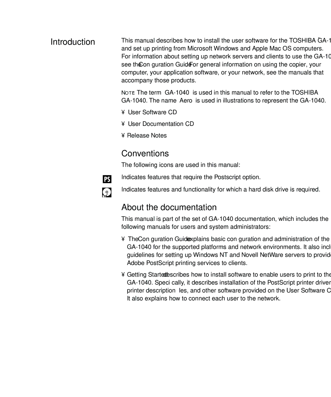 Toshiba e Studio45/35 manual Introduction, Conventions, About the documentation 