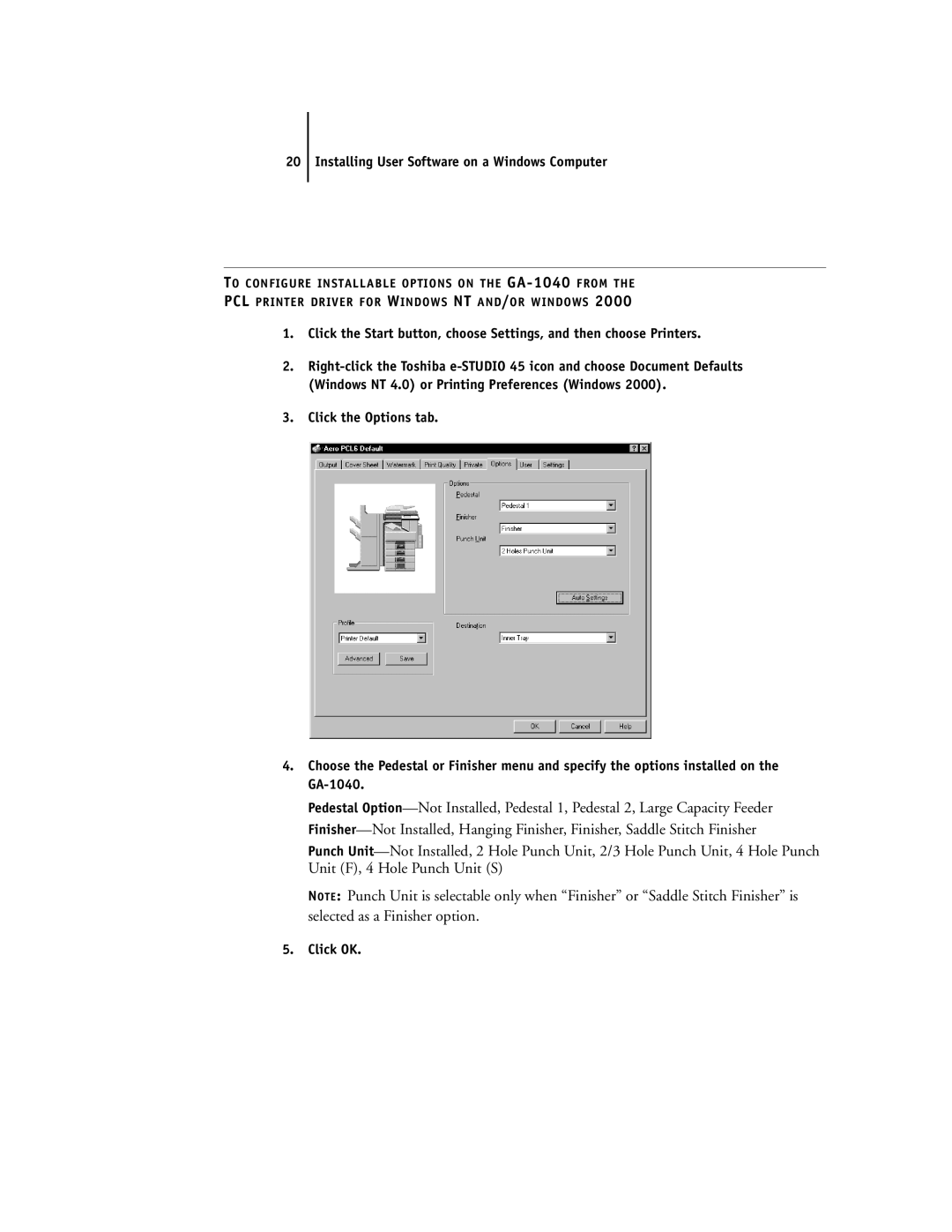 Toshiba e Studio45/35 manual Installing User Software on a Windows Computer 