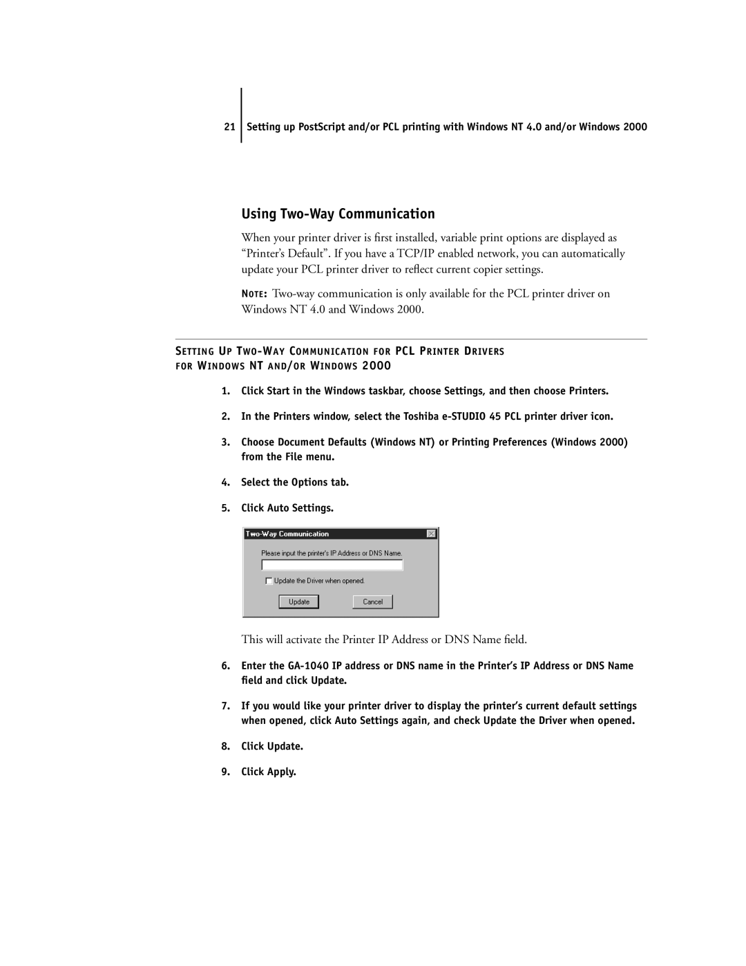 Toshiba e Studio45/35 manual Using Two-Way Communication 