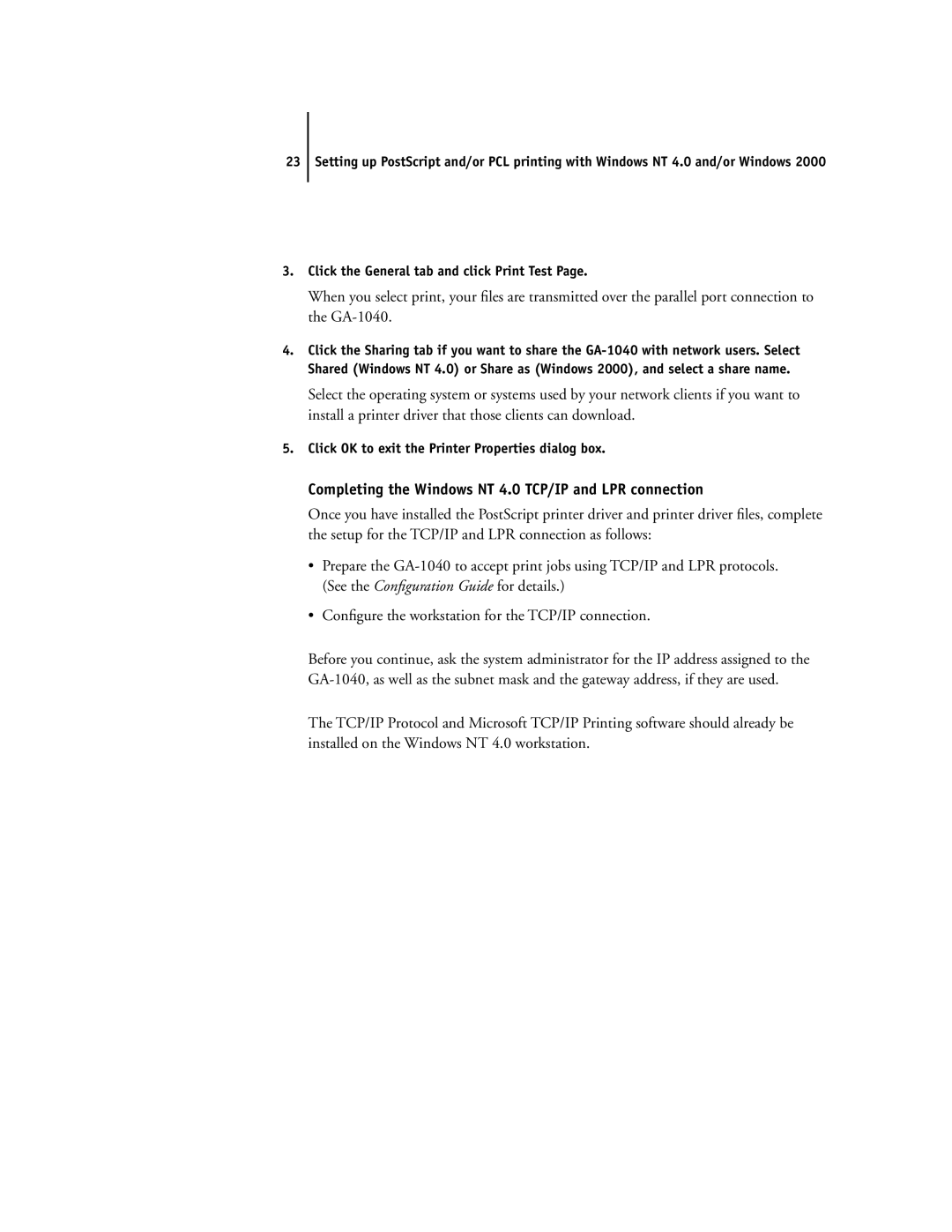 Toshiba e Studio45/35 manual Completing the Windows NT 4.0 TCP/IP and LPR connection 