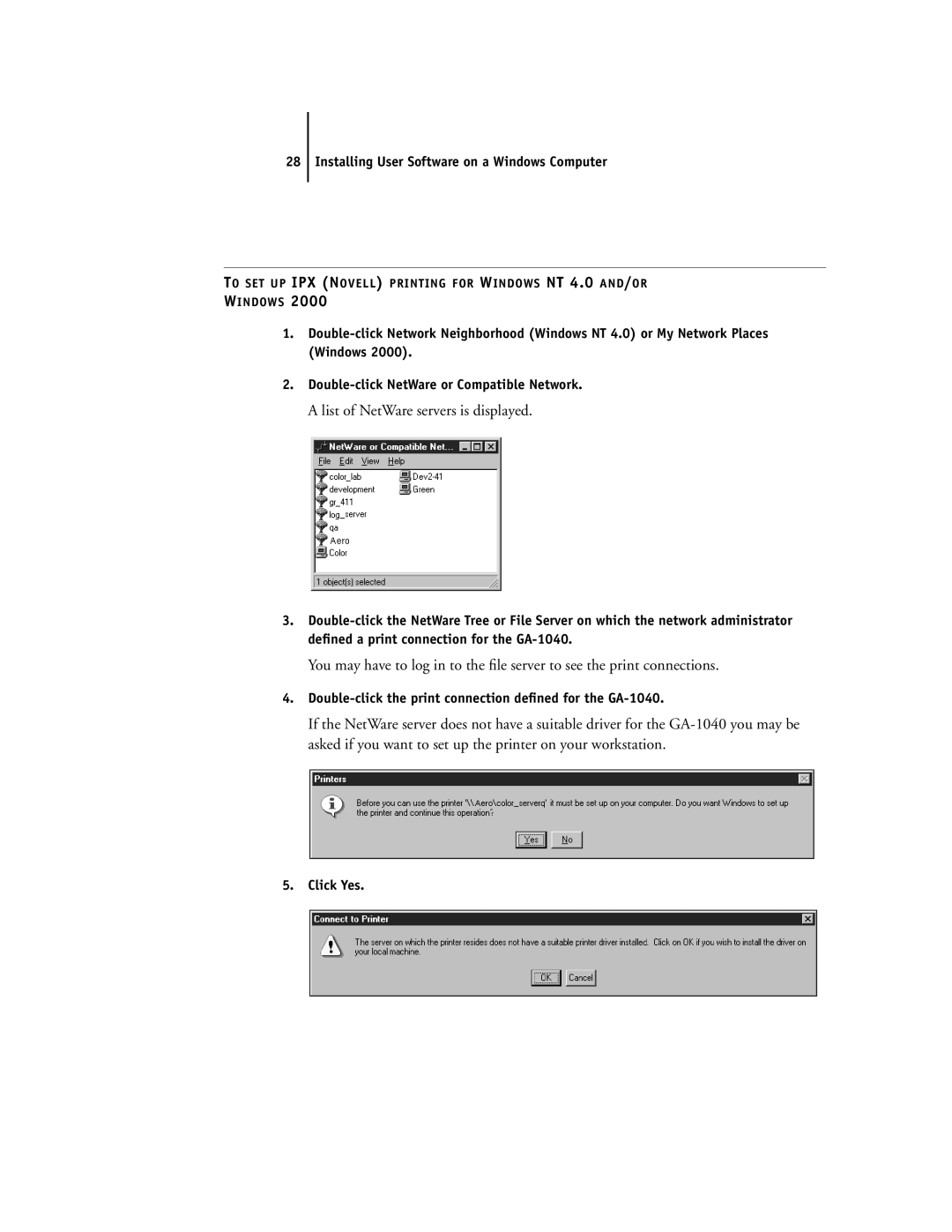 Toshiba e Studio45/35 manual List of NetWare servers is displayed 