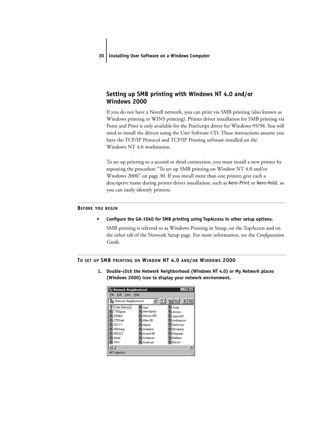 Toshiba e Studio45/35 manual Setting up SMB printing with Windows NT 4.0 and/or 