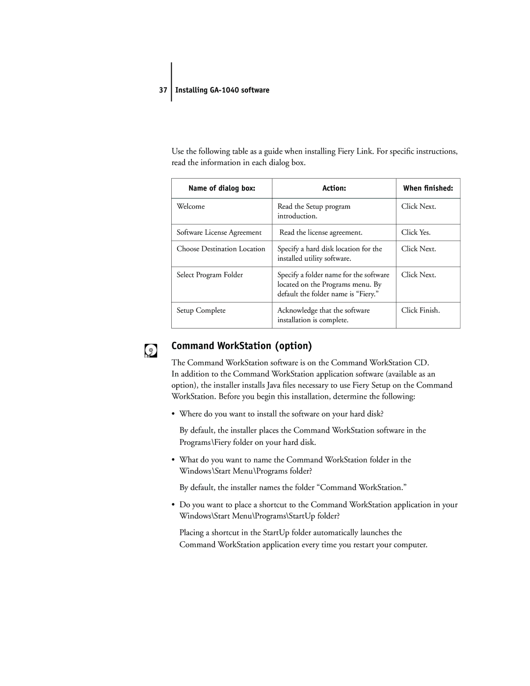 Toshiba e Studio45/35 manual Name of dialog box Action When ﬁnished 