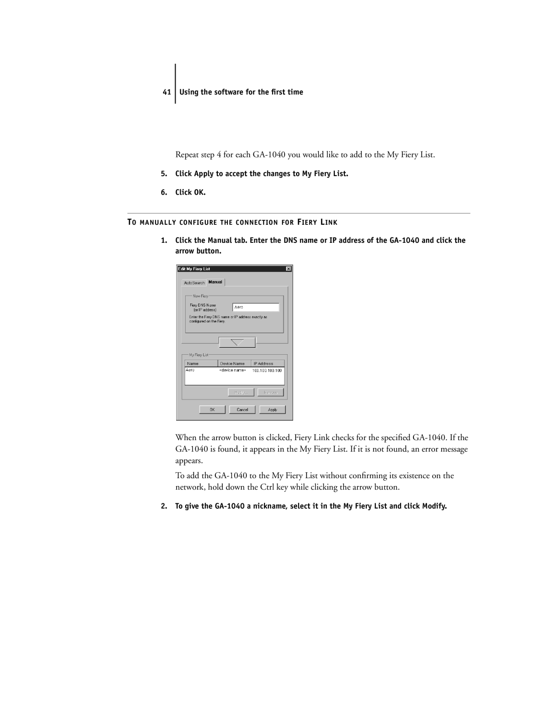 Toshiba e Studio45/35 manual Click Apply to accept the changes to My Fiery List Click OK 