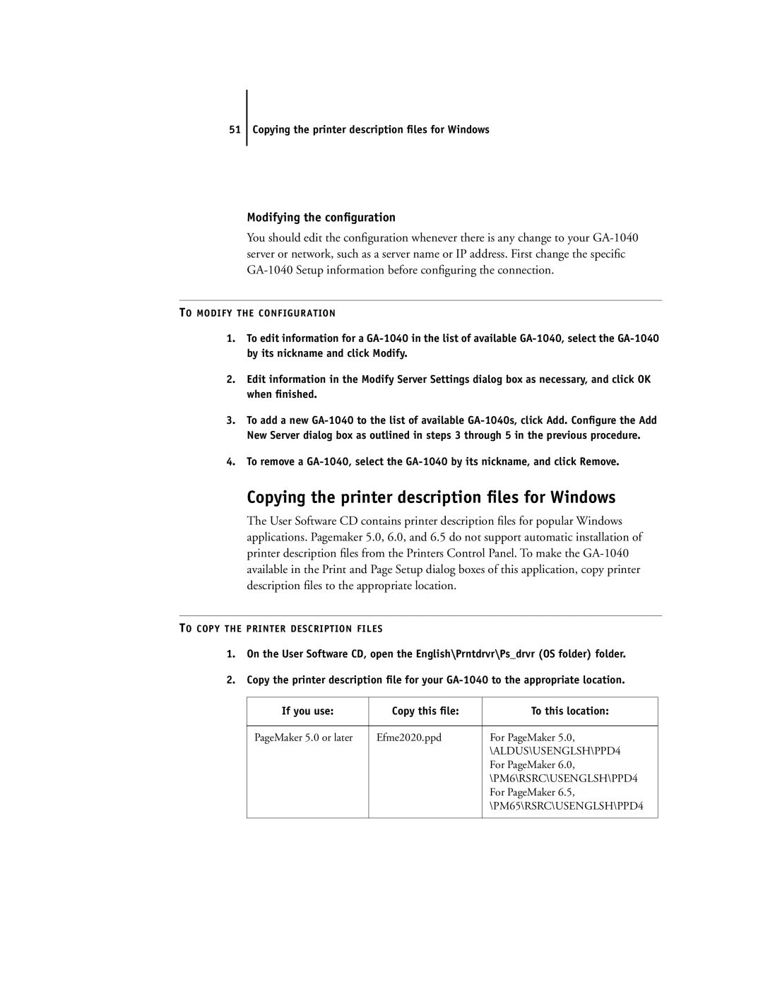 Toshiba e Studio45/35 manual Copying the printer description ﬁles for Windows, Modifying the conﬁguration 