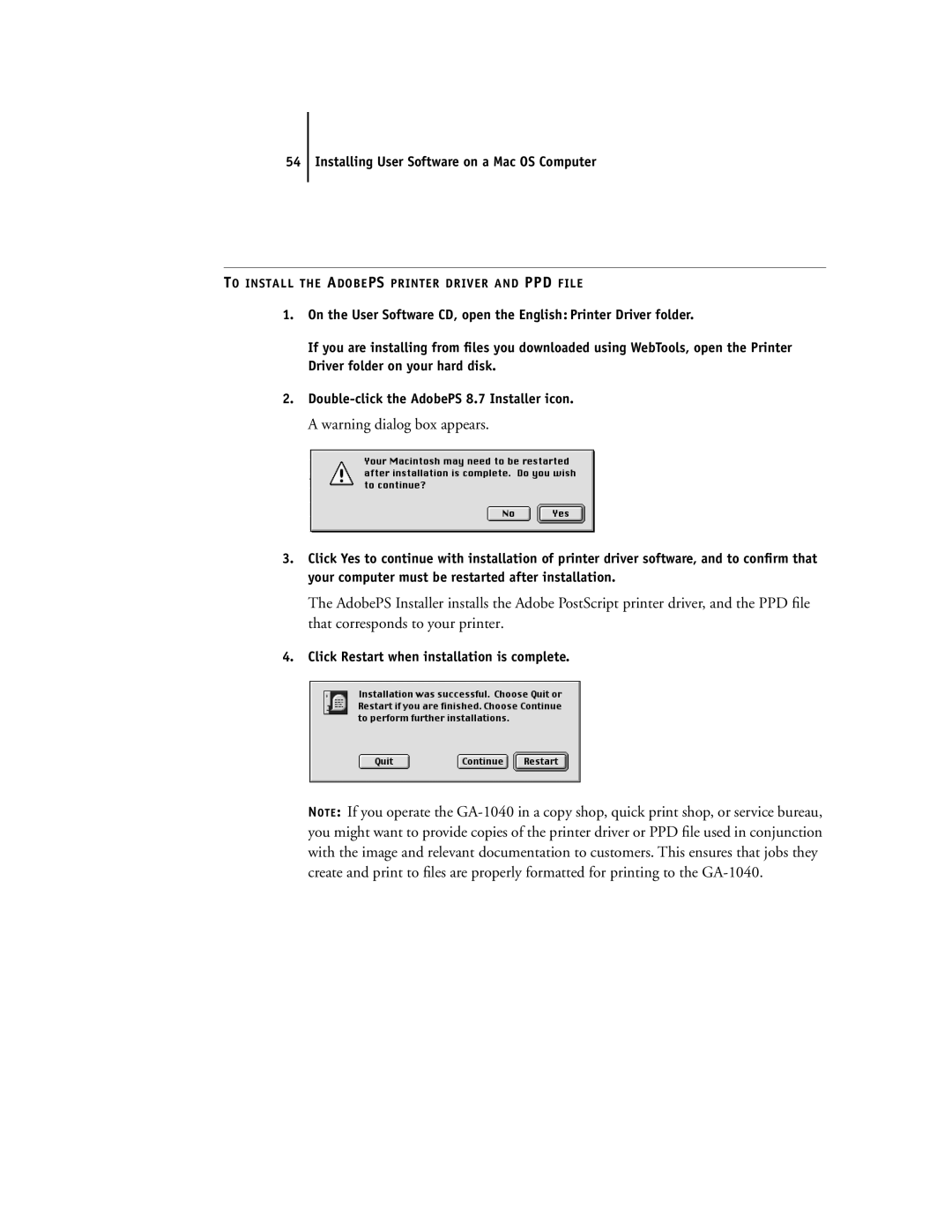 Toshiba e Studio45/35 manual Installing User Software on a Mac OS Computer 