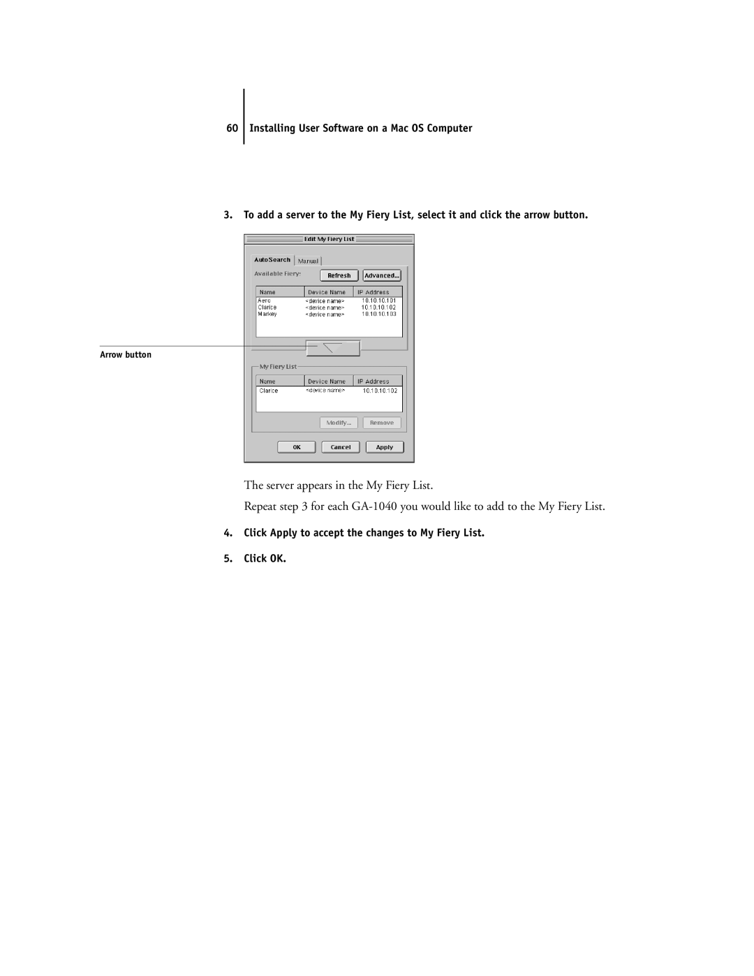 Toshiba e Studio45/35 manual Click Apply to accept the changes to My Fiery List Click OK 