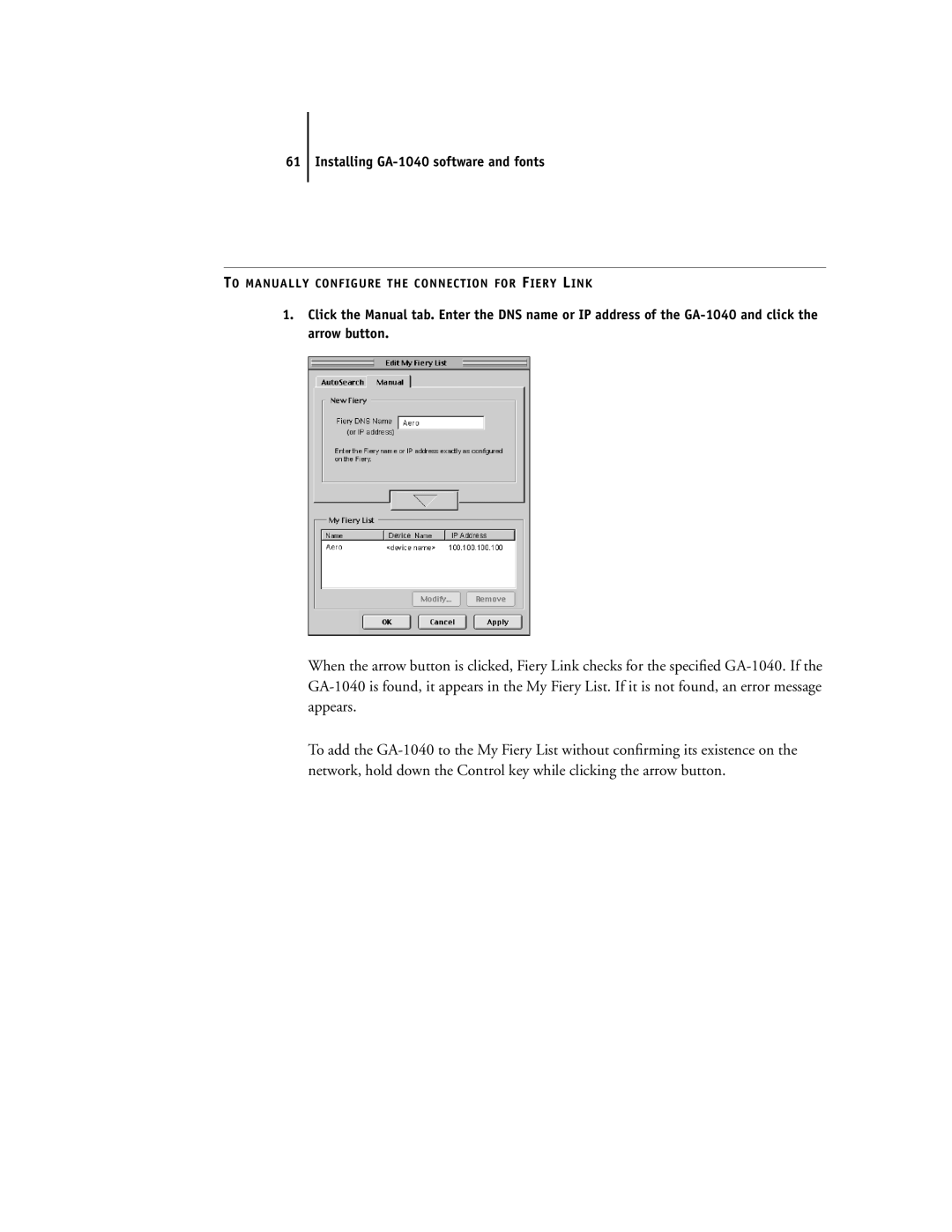 Toshiba e Studio45/35 manual To Manually Configure the Connection for Fiery Link 