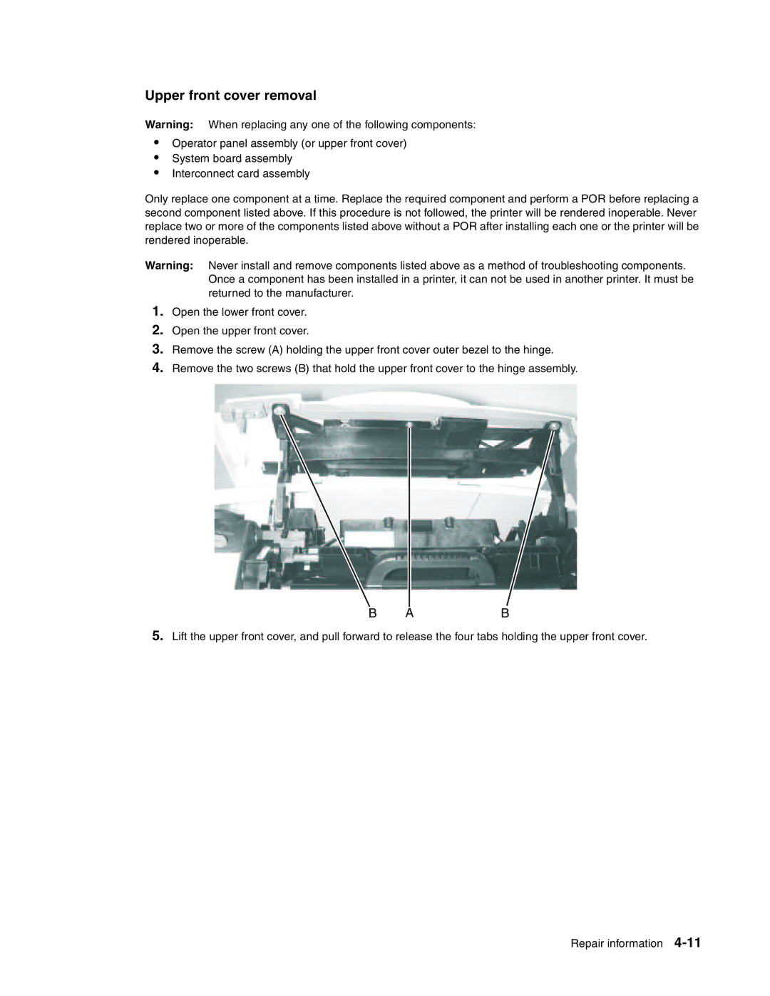 Toshiba e-STUDIO500P manual Upper front cover removal 