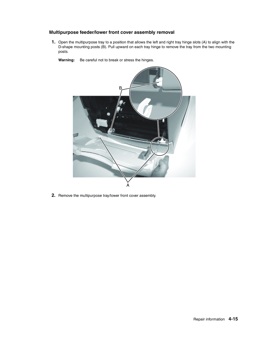 Toshiba e-STUDIO500P manual Multipurpose feeder/lower front cover assembly removal 