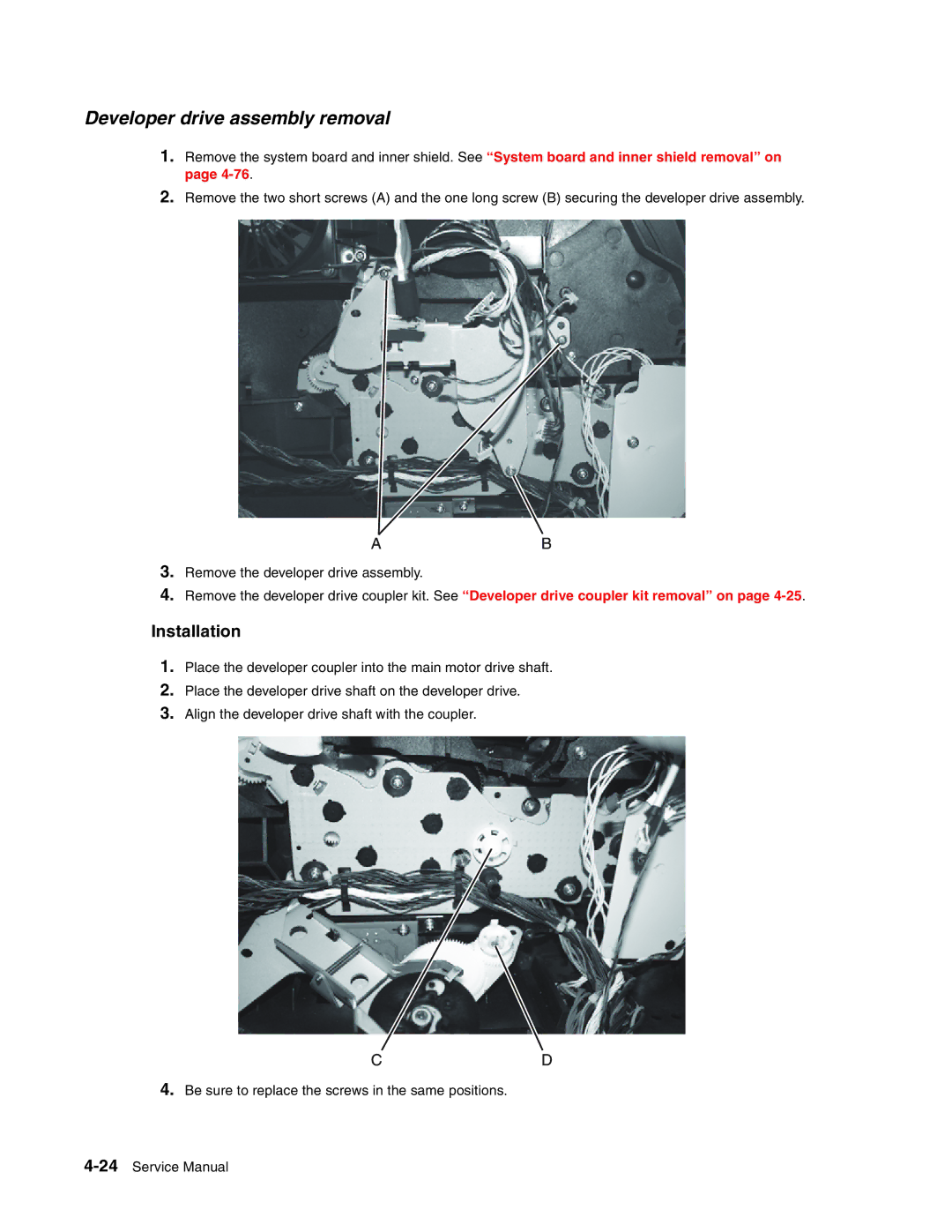 Toshiba e-STUDIO500P manual Developer drive assembly removal 