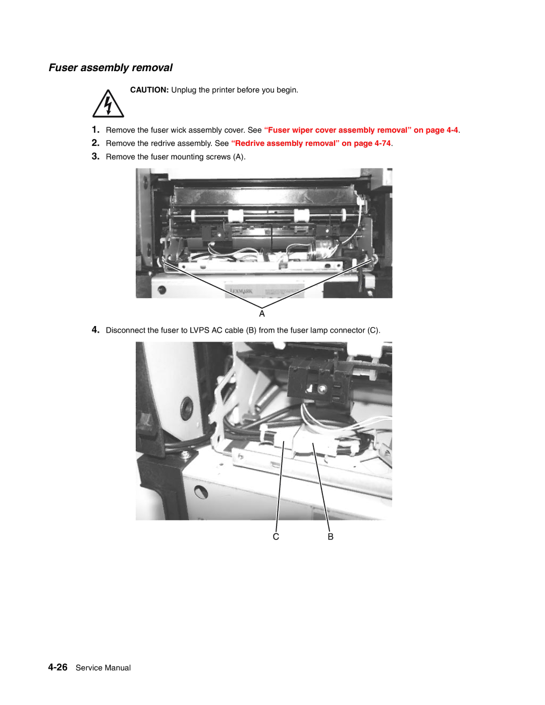 Toshiba e-STUDIO500P manual Fuser assembly removal 