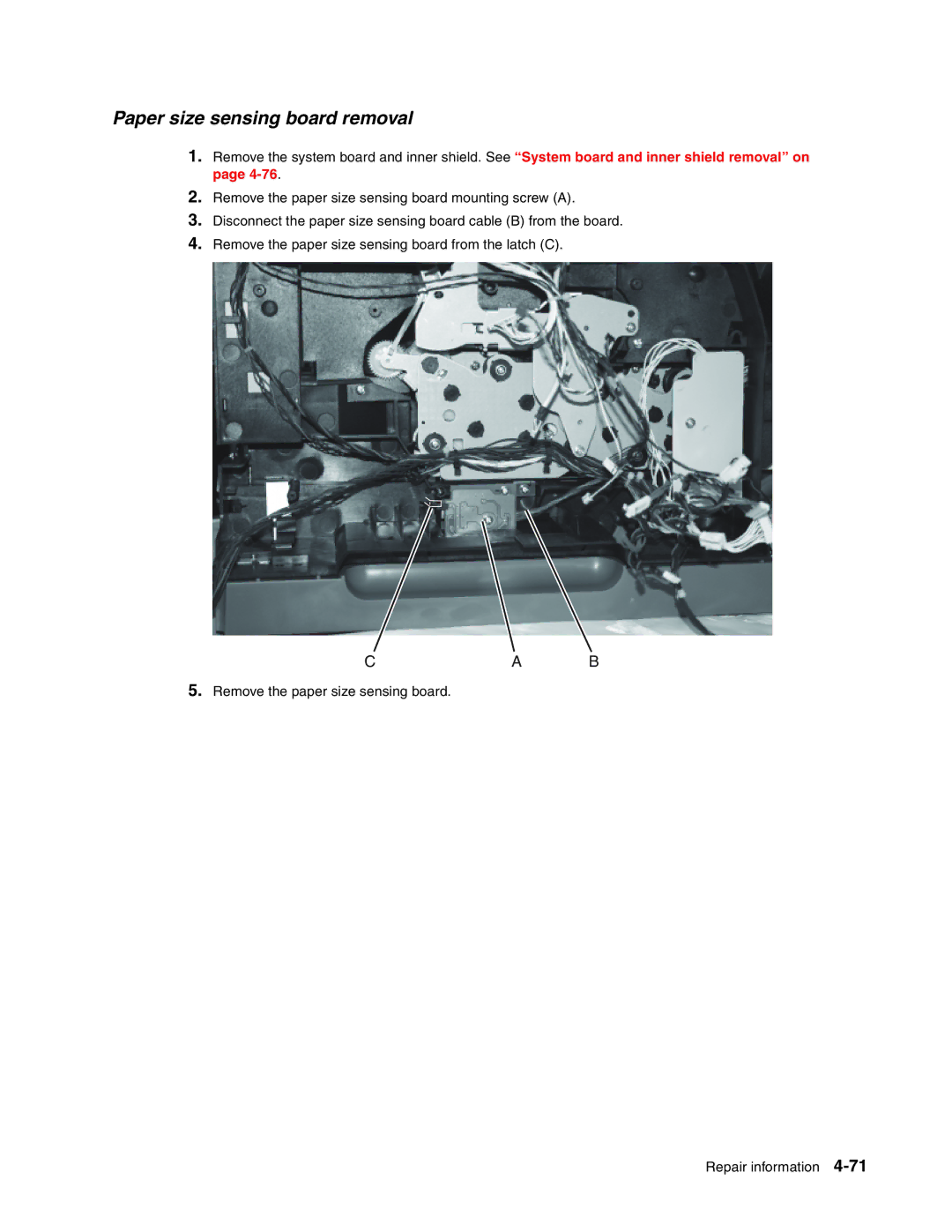 Toshiba e-STUDIO500P manual Paper size sensing board removal 