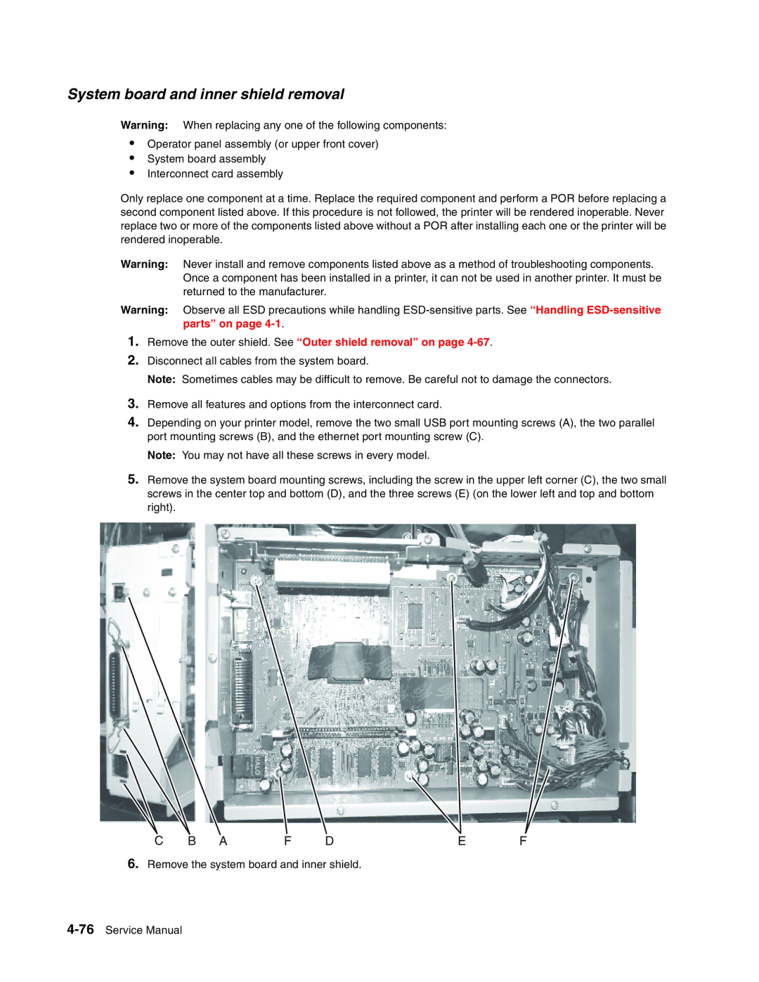 Toshiba e-STUDIO500P manual System board and inner shield removal 