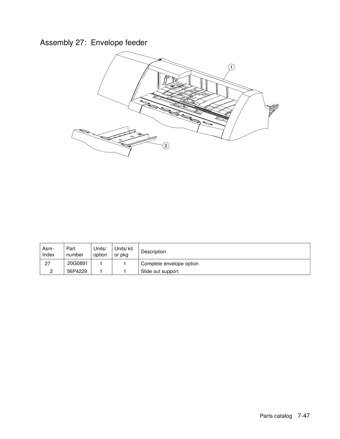 Toshiba e-STUDIO500P manual Assembly 27 Envelope feeder 