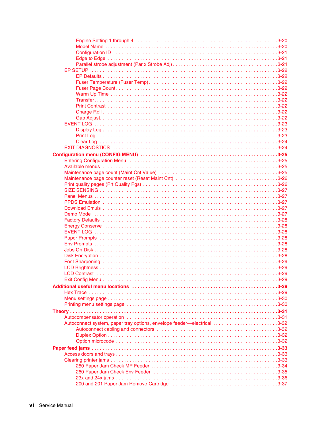 Toshiba e-STUDIO500P manual Configuration menu Config Menu, Additional useful menu locations 